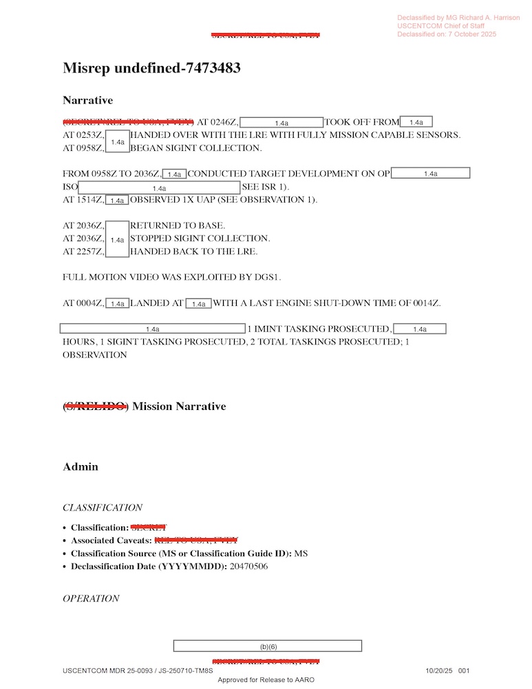 DOW-UAP-D10, Mission Report, Middle East, May 2022