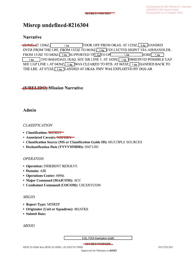 DOW-UAP-D18, Mission Report, Iraq, December 2022